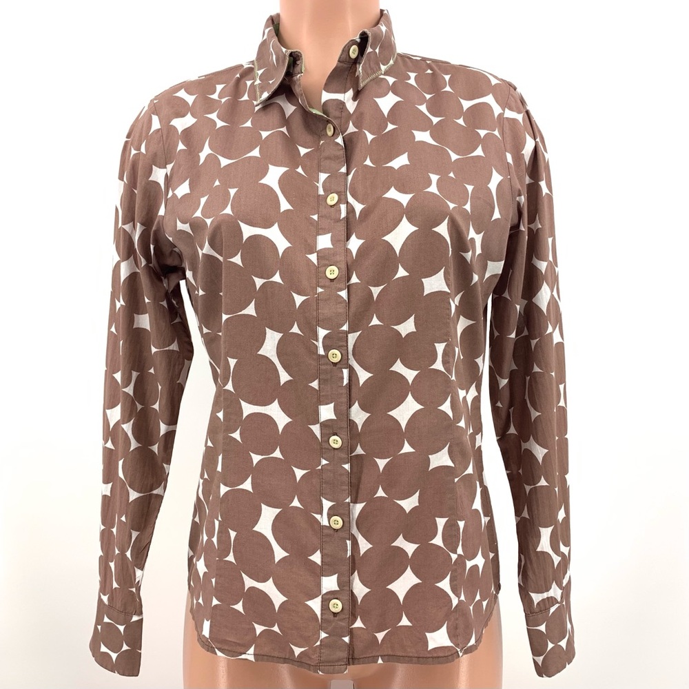 Boden 100% Cotton Brown Dotted Button Down Shirt